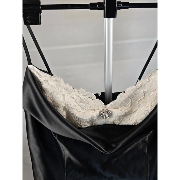 Vintage 90's Jessica McClintock Gunne Sax Whimsigoth Satin Slip Midi Dress, 7/8 - Picture 3 of 5